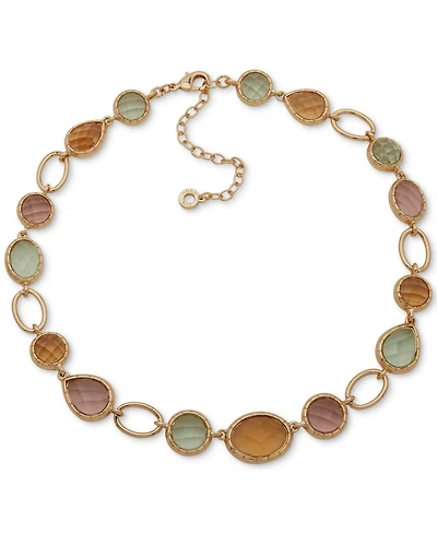 Anne Klein Gold-Tone Bezel Stone Collar Necklace, 16" + 3" extender