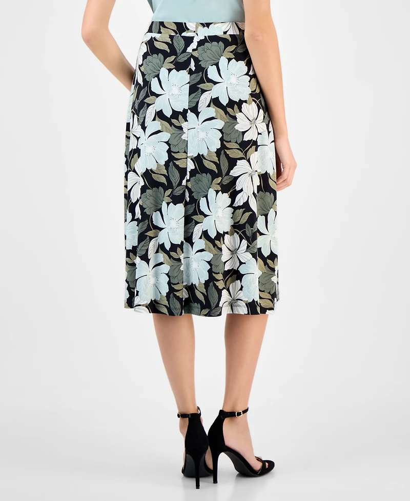 Kasper Women's Printed Pull-On Midi Skirt
