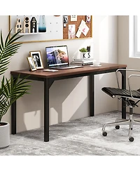 55 Inch Conference Table with Heavy-duty Metal Frame-Brown