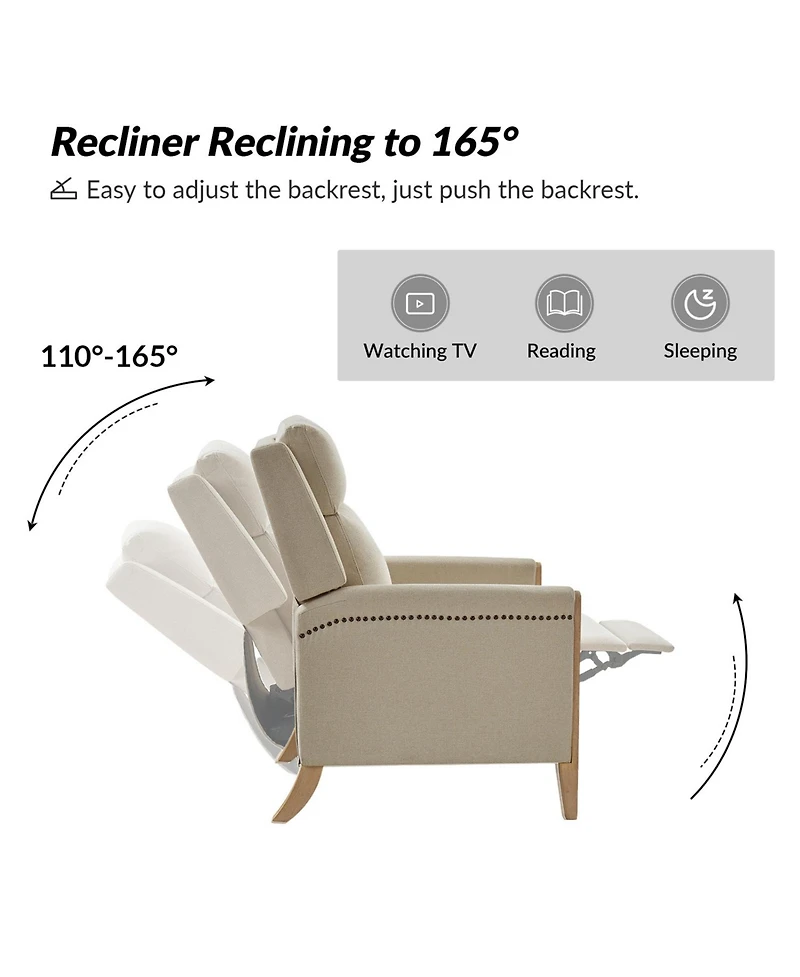 Dora 28.74" Wide Upholstered Push Back Recliner