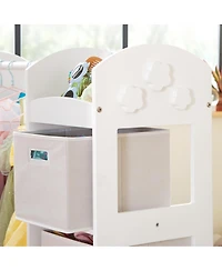 Guidecraft See and Store Dress Up Center - White: Kids' Pretend Play Clothes and Costume Armoire with Clothing Rack Storage and Mirror