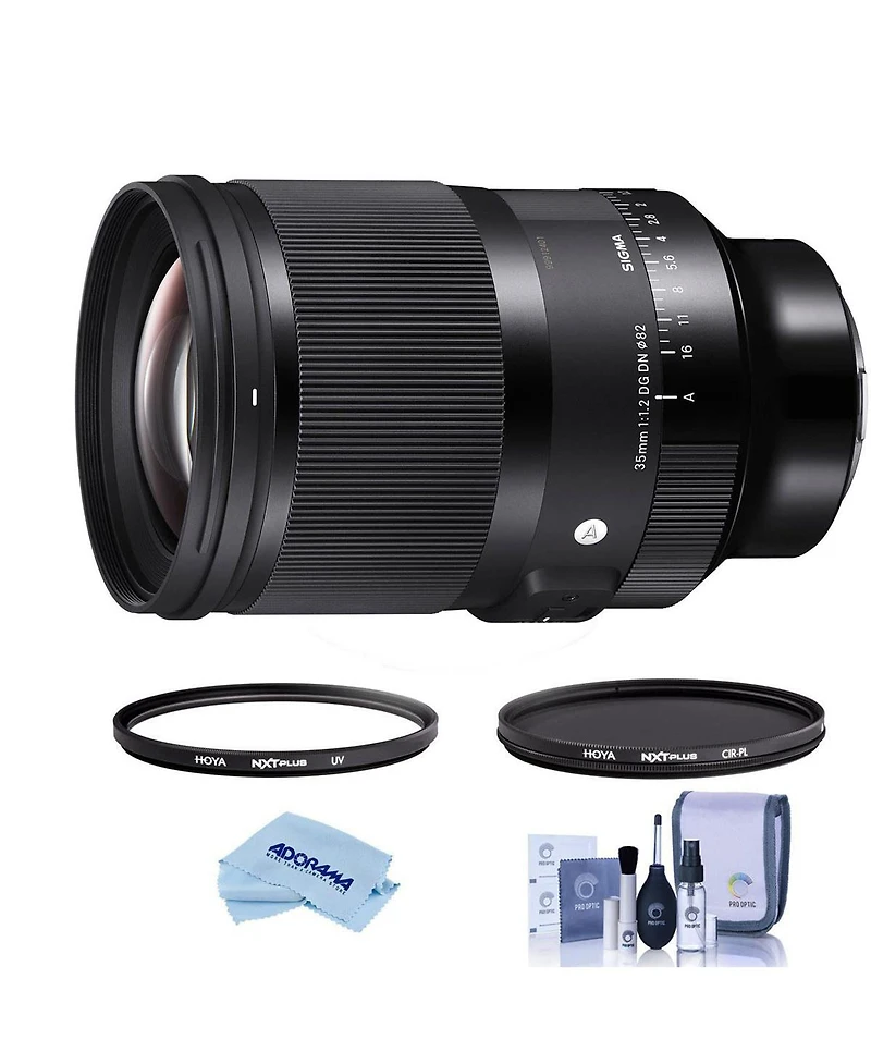 Sigma 35mm f/1.2 Dg Dn Art Lens for L Mount, Bundle with Hoya Nxt Plus 82mm Uv+Cpl Filter Kit, Cleaning Kit, Cloth