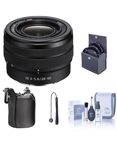 Sony Fe 28-60mm f/4-5.6 Lens, Bundle with 40.5mm Filter Kit, Lens Case, Cleaning Kit, Lens Cap Tether