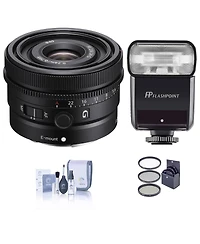 Sony Fe 24mm f/2.8 G Lens for Sony E, Bundle with Flashpoint Zoom-Mini Ttl R2 Flash, 49mm Filter Kit, Cleaning Kit