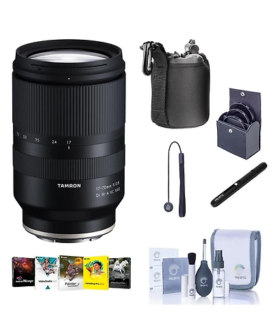 Tamron 17-70mm f/2.8 Di Iii-a Vc Rxd Lens for Sony E, Bundle with ProOptic 67mm Filter Kit, Cleaning Kit, Pc Software Kit, Lens Cap Tether, Lens Clean