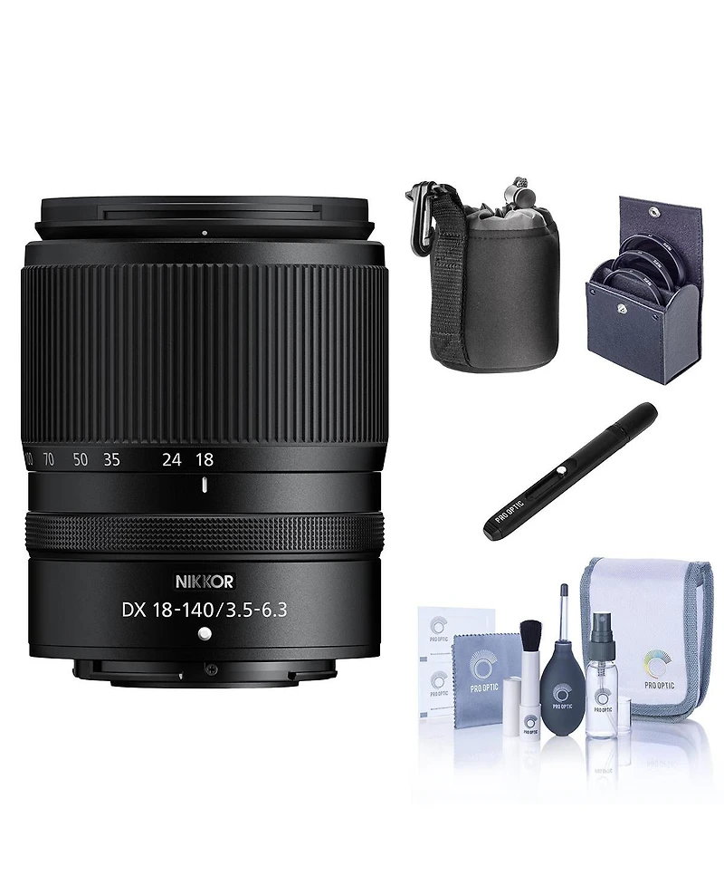 Nikon Nikkor Z Dx 18-140mm f/3.5-6.3 Vr Lens, Bundle with ProOptic 62mm Digital Essentials Filter Kit, Lens Pouch, Lens Cleaner, Cleaning Kit