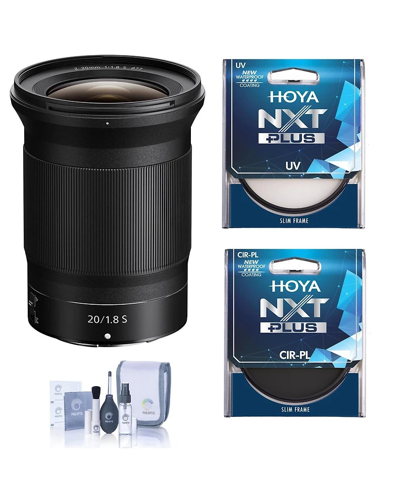 Nikon Nikkor Z 20mm f/1.8 S Lens, Bundle with Hoya Nxt Plus 77mm Uv+Cpl Filter Kit, Cleaning Kit