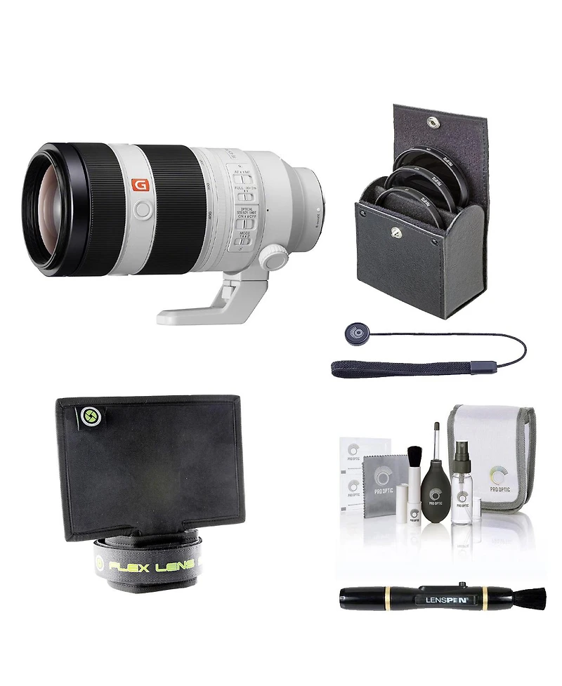 Sony Fe 100-400mm f/4.5-5.6 Gm Oss Lens for Sony E, Bundle with ProOptic 77mm Filter Kit, Flex Lens Shade, Lens Cleaner, Cleaning Kit, Lens Cap Tether