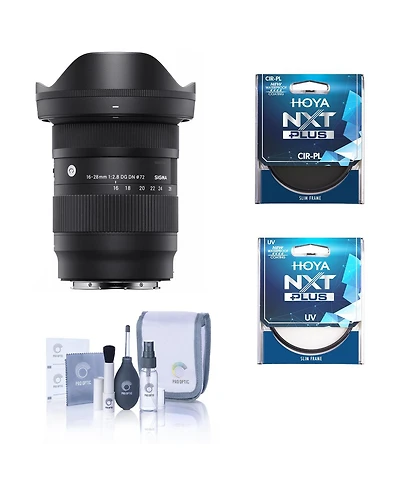 Sigma 16-28mm f/2.8 Dg Dn Contemporary Lens for L Mount, Bundle with Hoya Nxt Plus 72mm Uv+Cpl Filter Kit and Cleaning Kit