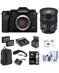 Fujifilm X-T5 Mirrorless Camera, Black with Xf 16-80mm f/4.0 R Ois Wr Lens, 128GB Sd Card, Backpack, 2x Battery, Dual Charger, 72mm Filter Kit, Screen