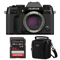 Fujifilm X-T50 Mirrorless Camera, Black, Bundle with 64GB Sdxc Memory Card and Shoulder Bag