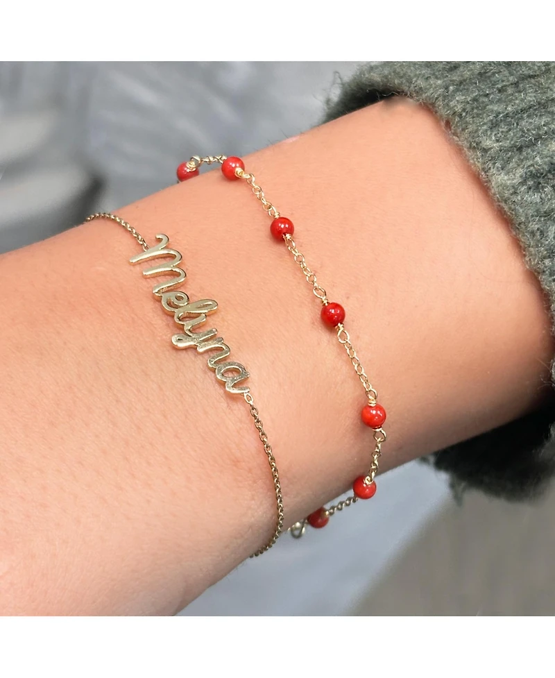 The Lovery Coral Bead Chain Bracelet 14K Gold