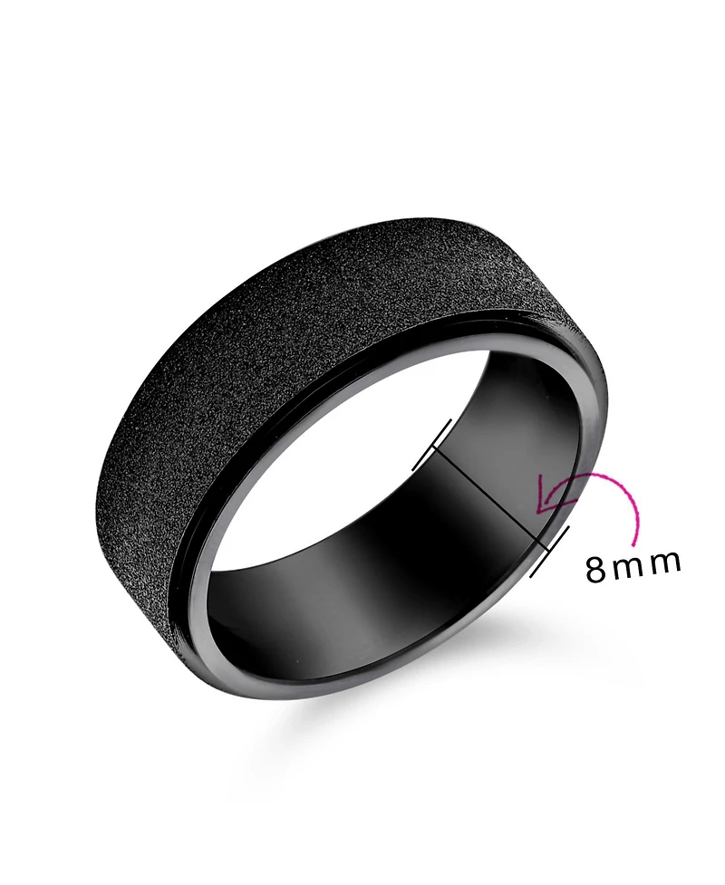 Bling Jewelry Plain Titanium Promise Band Ring Beveled Gunmetal Black Silver Tone Size 6-14