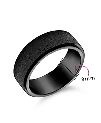 Bling Jewelry Plain Titanium Promise Band Ring Beveled Gunmetal Black Silver Tone Size 6-14