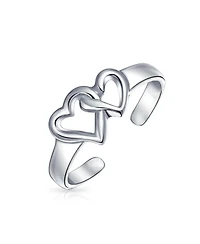 Bling Jewelry Set of 2 Interlocking Hearts & Flower Carved Swirl Midi Toe Ring Sterling Silver