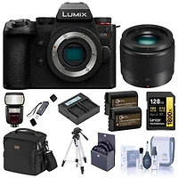 Panasonic Lumix G9ii Mirrorless Camera With Lumix G 25mm F 1.7 Lens Bundle With Zoom Li On Iii R2 Flash 128gb Sdxc Memory Card Tripod 2x Dmw Blk22