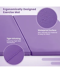 4-Panel Pu Leather Folding Exercise Mat with Carrying Handles-Purple