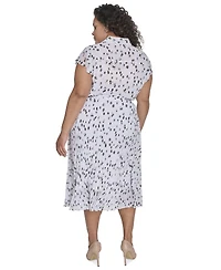 Calvin Klein Plus Pleated Dot-Print Skirt