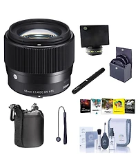 Sigma 56mm f/1.4 Dc Dn Contemporary Lens for Canon Ef-m, Bundle with Filter Kit, Flex Lens Shade, Lens Pouch, Lens Cleaner, Cleaning Kit, Pc Software