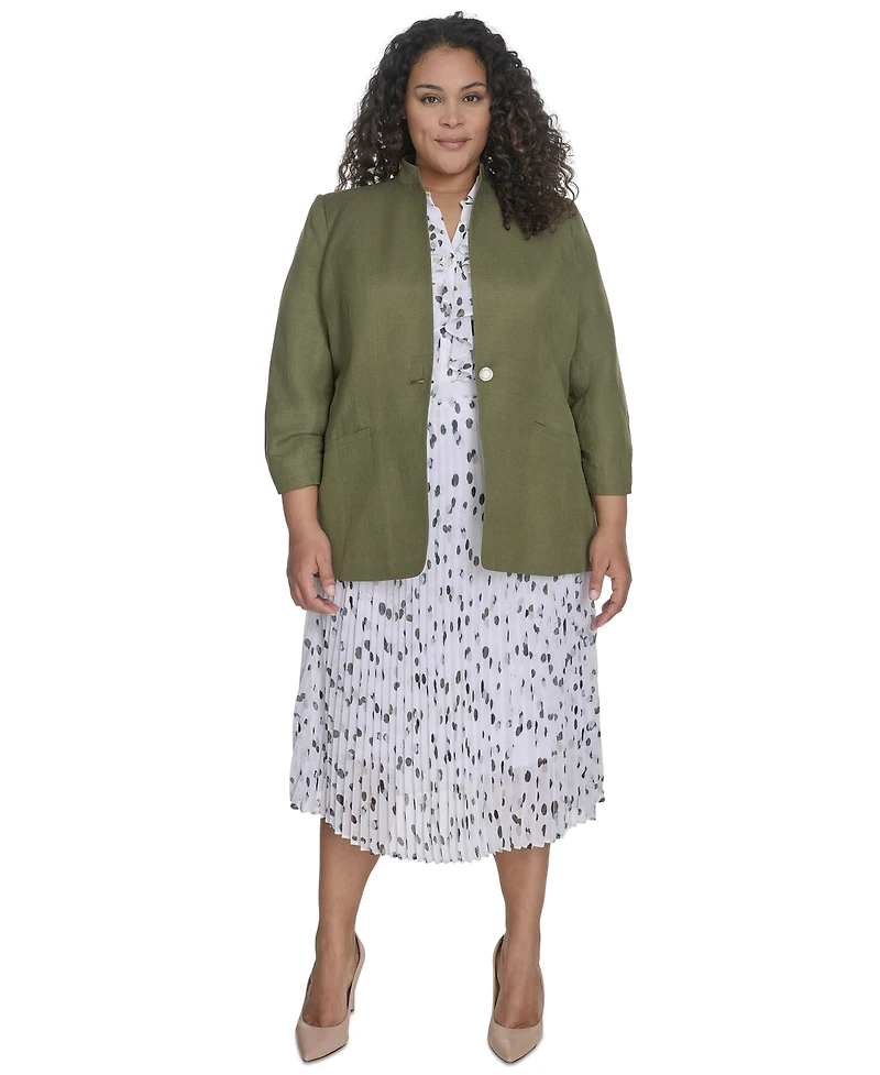 Calvin Klein Plus Linen-Blend Blazer