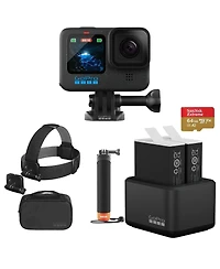 GoPro GoPro HERO12 Black Camera Bundle: Waterproof Action Cam with Dual Battery Charger, 2x Enduro Batteries, Adventure Kit, and 64GB Micro Sd Card fo
