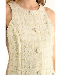 endless rose Women's Tweed Fringed Mini Dress