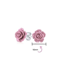 Bling Jewelry Romantic 3D Carved Rose Flower Blooming Post Stud Earrings 10MM Lightweight