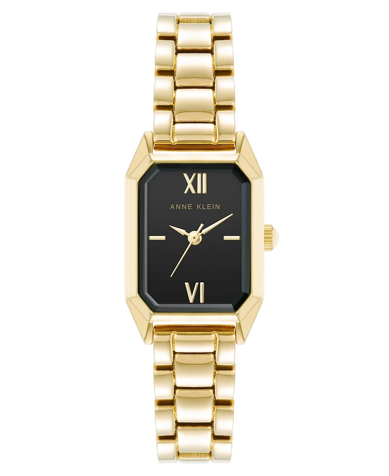 Anne Klein Women's Quartz Petite Octagonal Black and Gold-Tone Metal Alloy Bracelet Watch, 21mm
