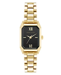 Anne Klein Women's Quartz Petite Octagonal Black and Gold-Tone Metal Alloy Bracelet Watch, 21mm