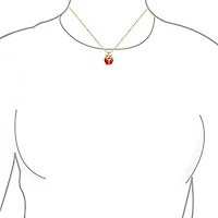 Bling Jewelry Small Red Enamel Ladybug Pendant Necklace and Stud Earrings Set Gold Tone