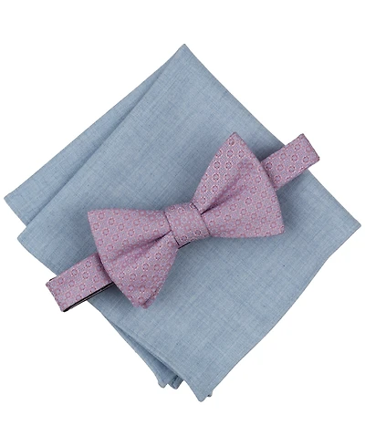 Bar Iii Men's Medallion Bow Tie & Solid Pocket Square Set, Exclusively at Macy's