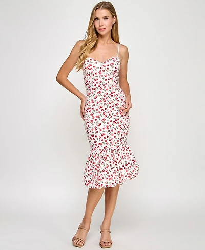 Katia Rae Juniors' Sweetheart-Neck Bubble-Flounce Dress