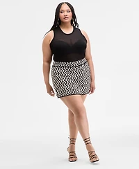 Nina Parker Trendy Plus Geo-Knit Skort
