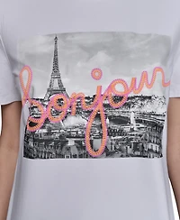 Karl Lagerfeld Paris Petite Bonjour Graphic T-Shirt