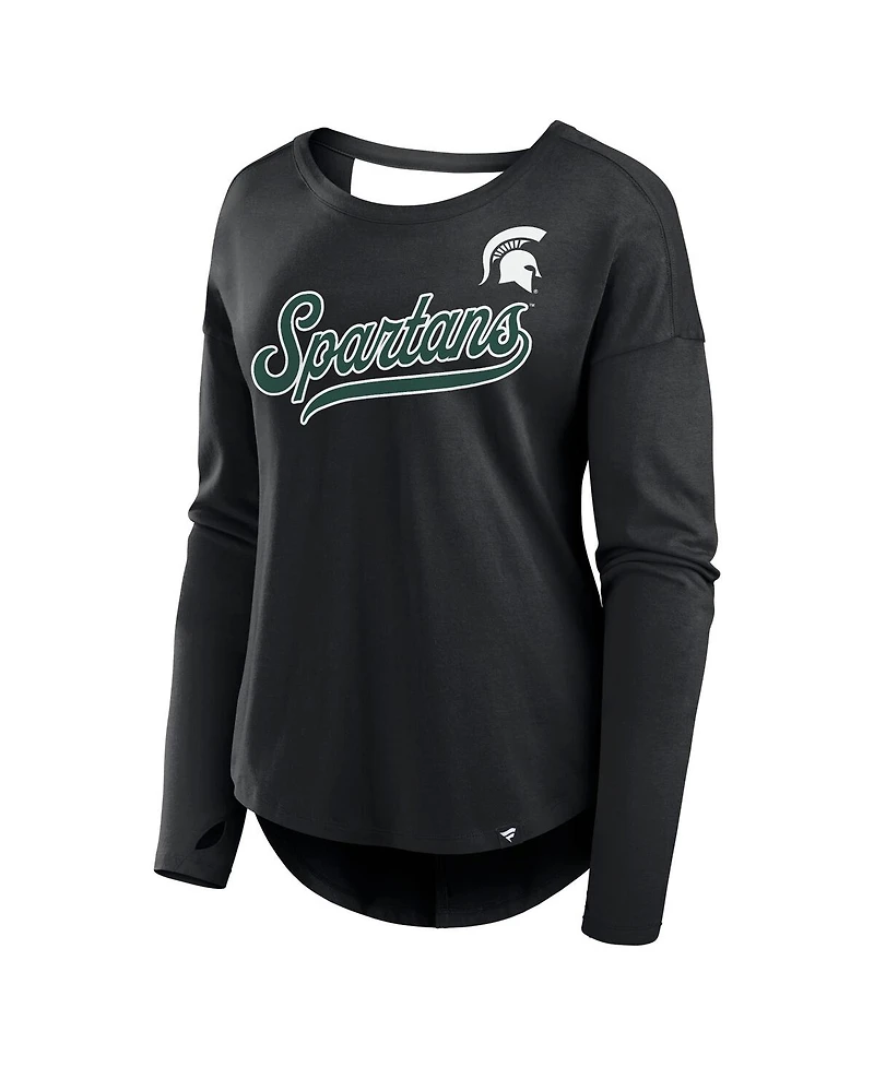 Fanatics Women's Black Michigan State Spartans Training Camp Core Long Sleeve V-Neck Fashion T-Shirt