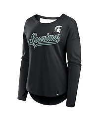 Fanatics Women's Black Michigan State Spartans Training Camp Core Long Sleeve V-Neck Fashion T-Shirt