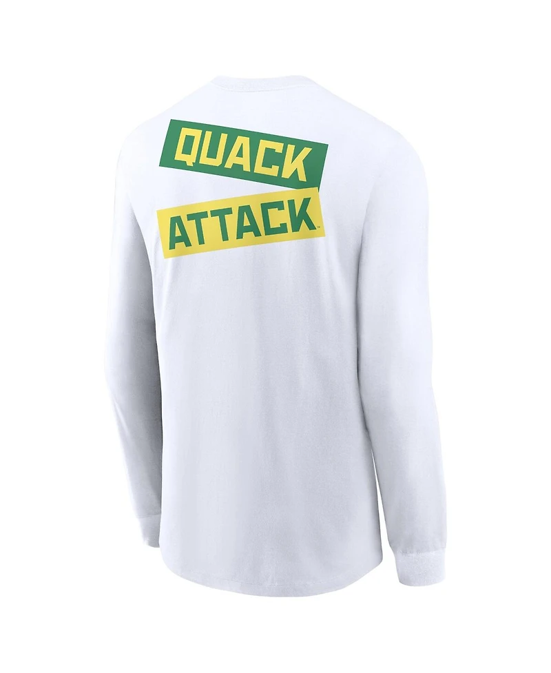 Nike Men's White Oregon Ducks Two-Hit Classic Location Long Sleeve T-Shirt