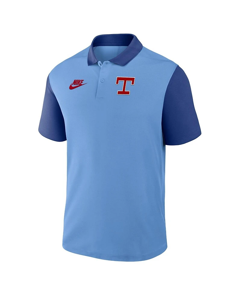 Nike Men's Light Blue/Royal Texas Rangers Cooperstown Collection Color-Block Victory Performance Polo Shirt