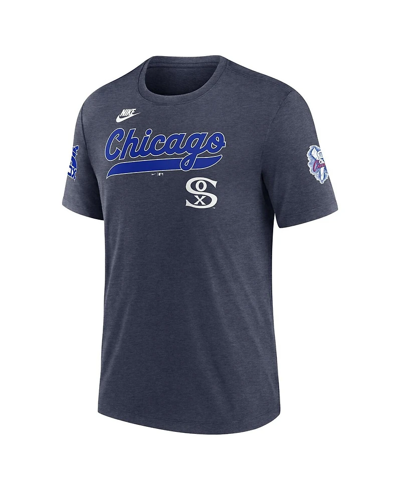 Nike Men's Heather Navy Chicago White Sox Cooperstown Collection Eras Tri-Blend T-Shirt