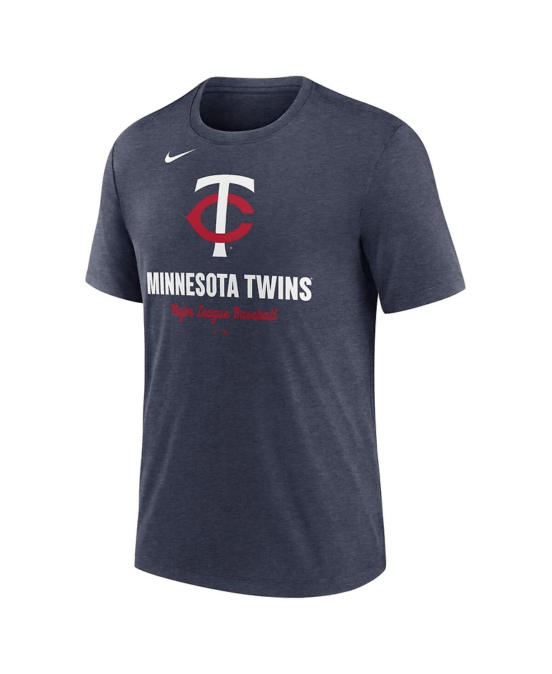 Nike Men's Heather Navy Minnesota Twins Logo Tri-Blend T-Shirt
