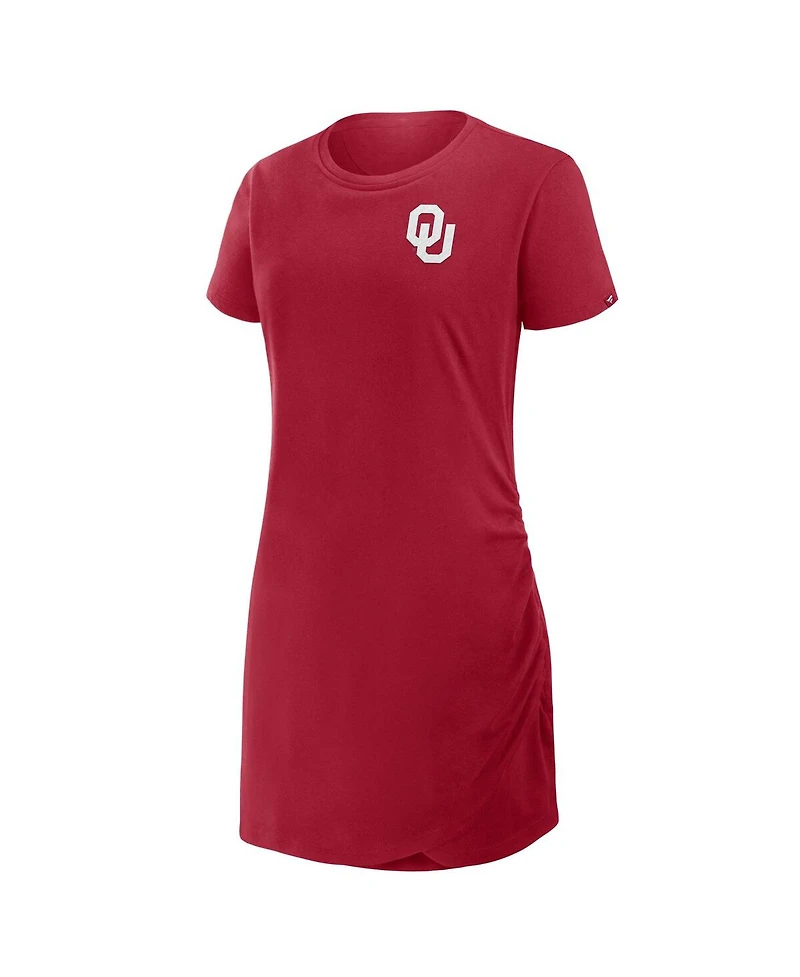 Fanatics Women's Crimson Oklahoma Sooners Relaxed fit Drape T-Shirt Dress