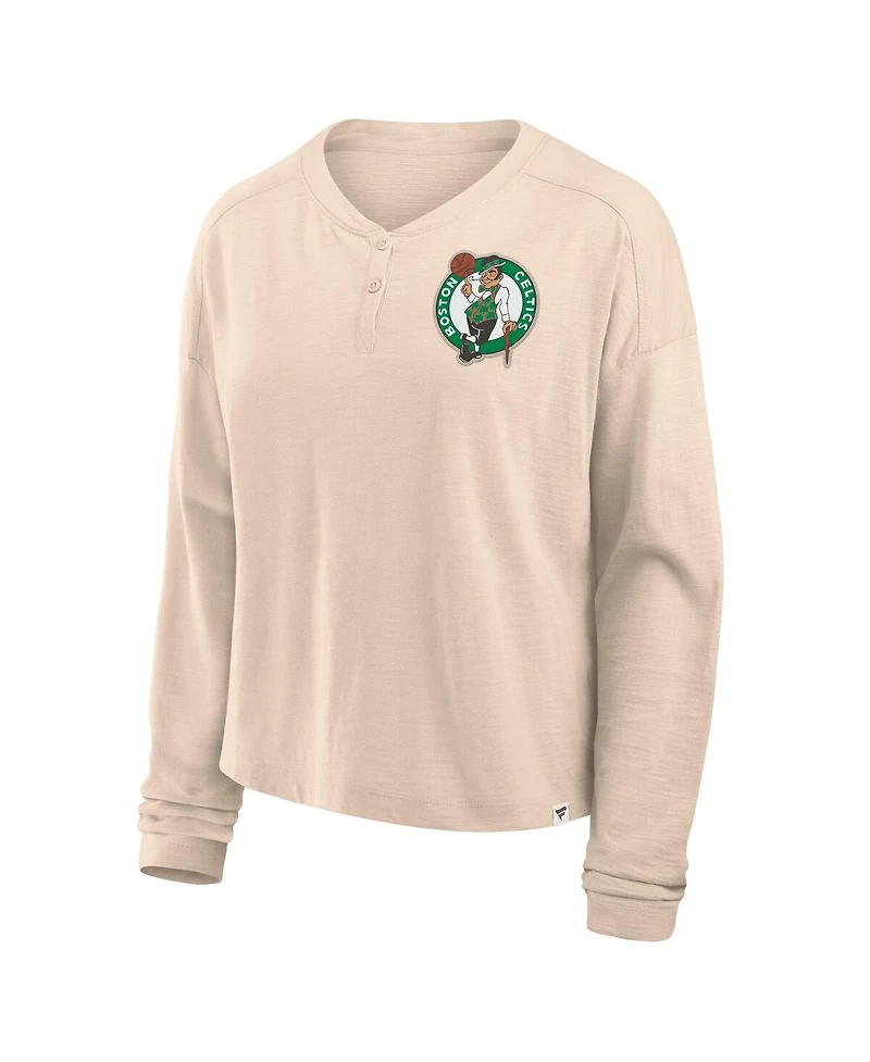 Fanatics Women's Natural Boston Celtics Boxed Out Drop Fashion Long Sleeve T-Shirt