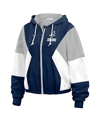 Wear By Erin Andrews Women's Navy Dallas Cowboys Plus Color Block Full-Zip Windbreaker Jacket