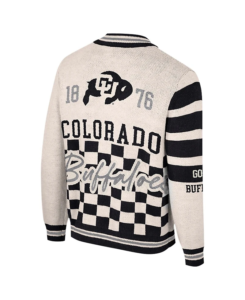 Colosseum Women's Cream Colorado Buffaloes Jacquard Full-Zip Sweater