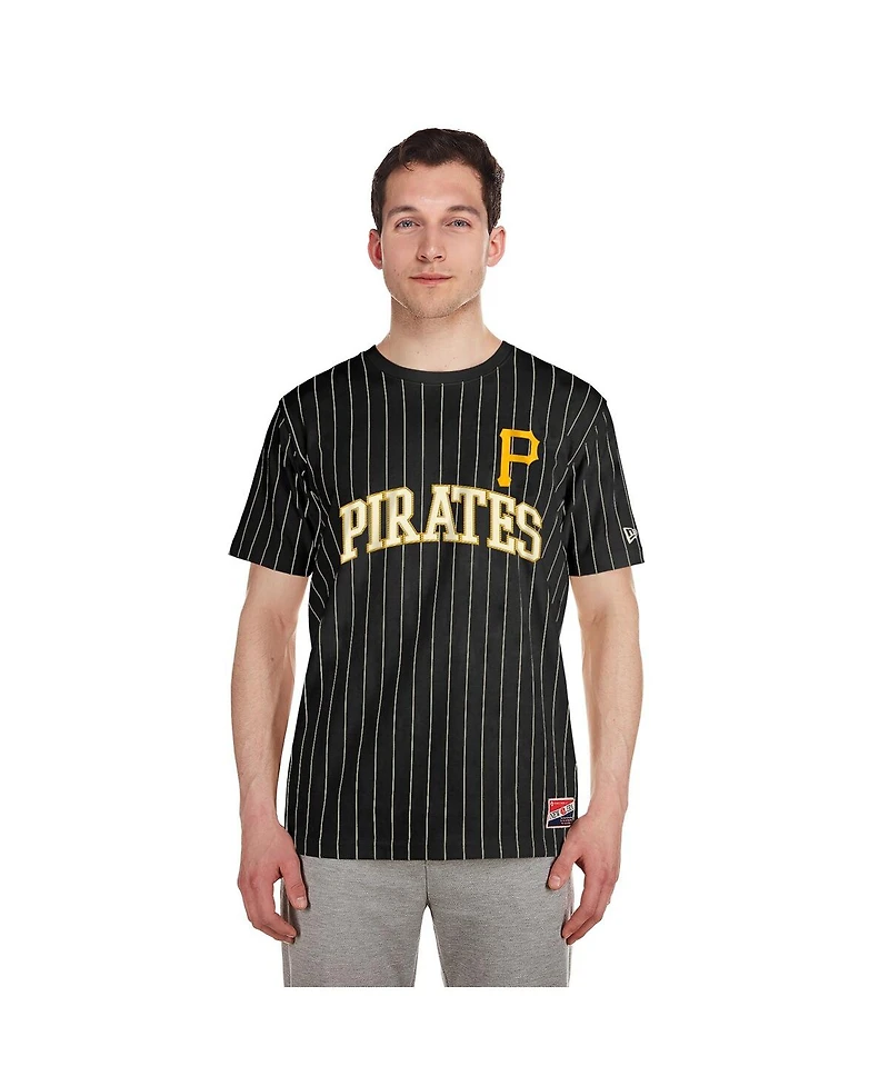New Era Men's Black Pittsburgh Pirates Throwback Pinstripe T-Shirt