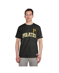 New Era Men's Black Pittsburgh Pirates Throwback Pinstripe T-Shirt