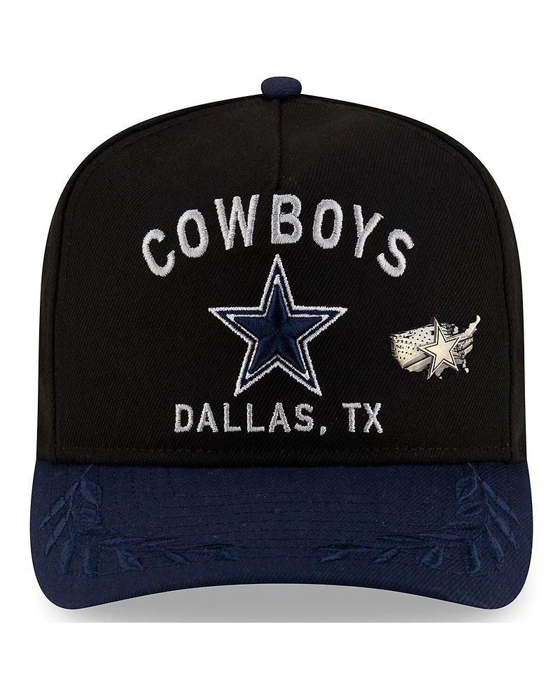 New Era Men's Black/Navy Dallas Cowboys 2025 Nfl Draft On Stage A-Frame 59FIFTY Fitted Hat