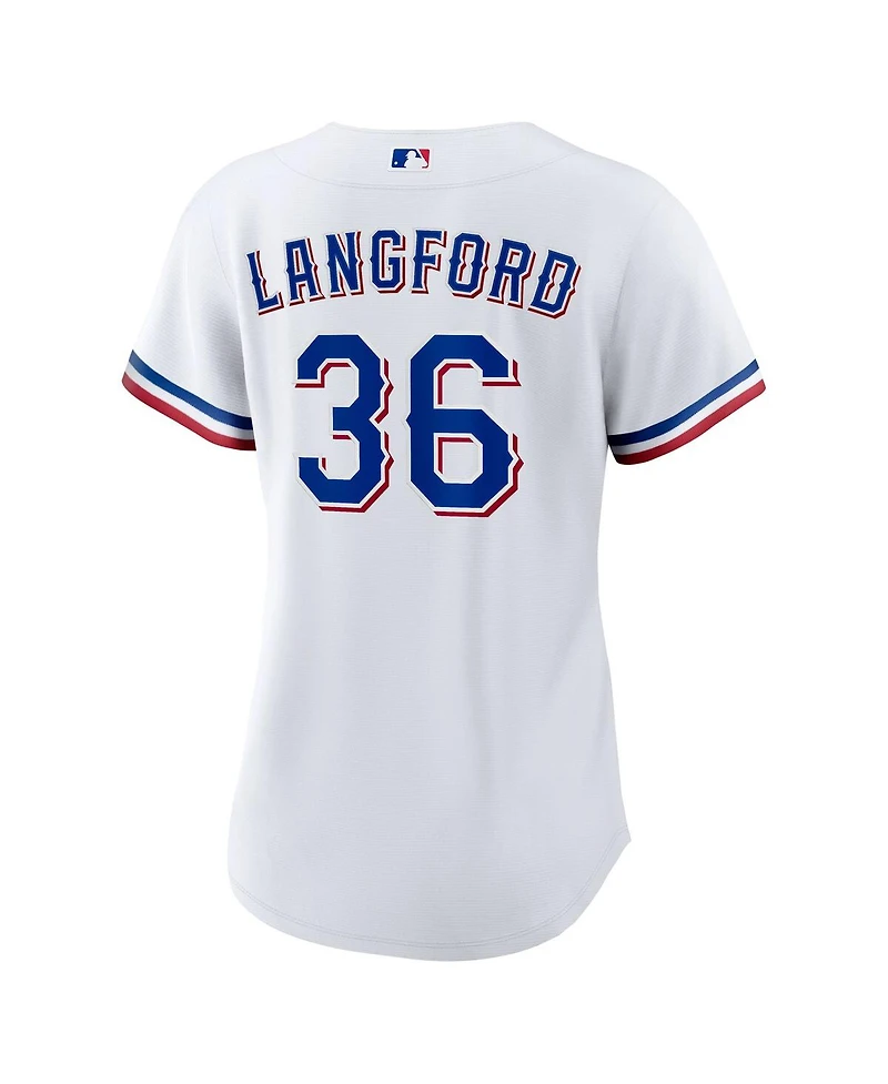 Nike Women's Wyatt Langford White Texas Rangers Home Replica Jersey