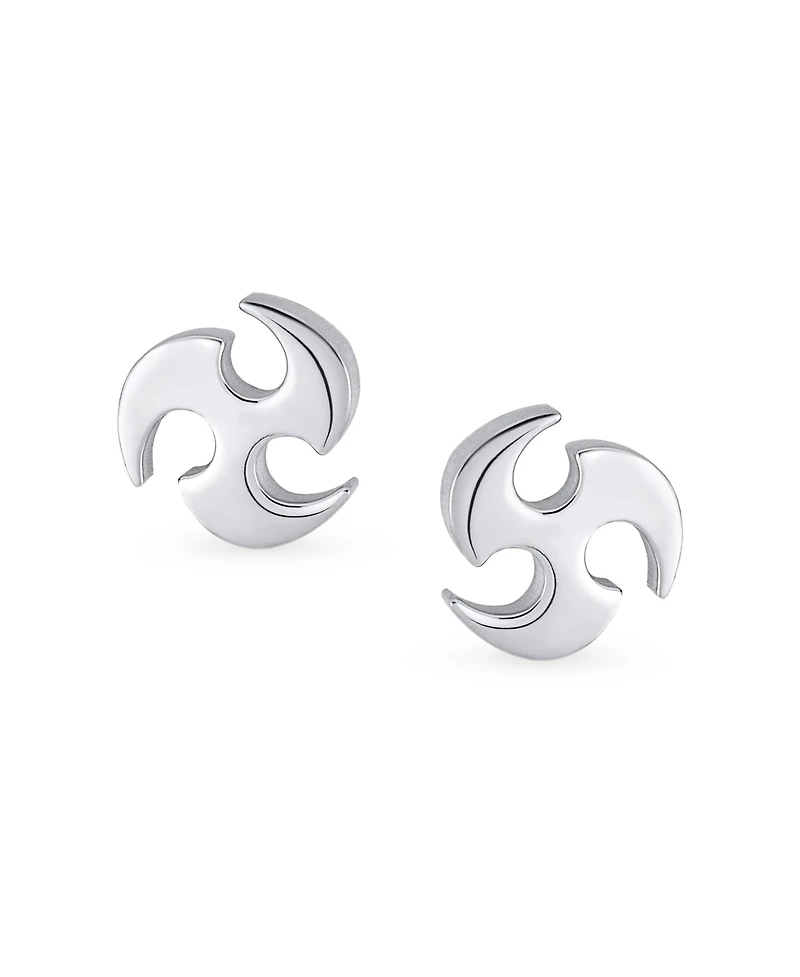 Bling Jewelry Set of 2 Tribal Star Swirl Stud Earrings Black Plated Steel 7.5MM