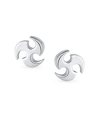 Bling Jewelry Set of 2 Tribal Star Swirl Stud Earrings Black Plated Steel 7.5MM